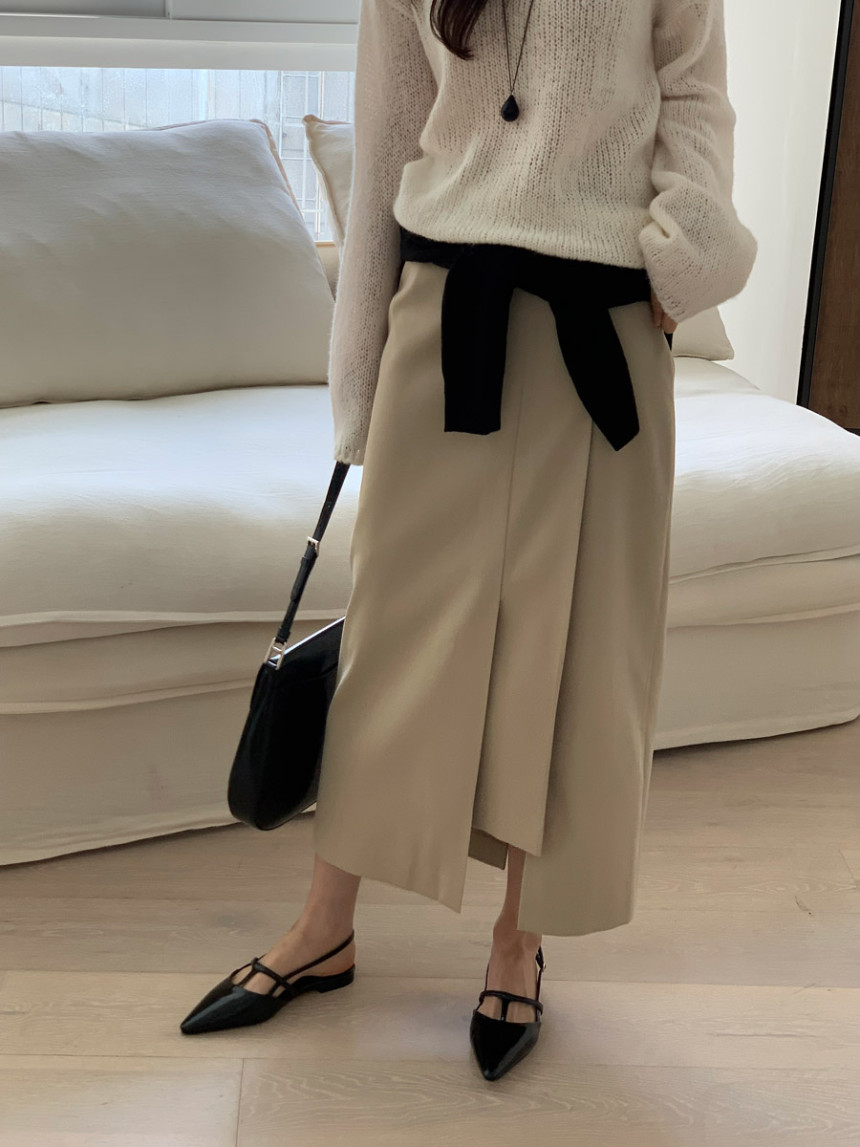 타티아 언발 투핀턱 백슬릿 H라인 롱 스커트 2color 상세 이미지 25