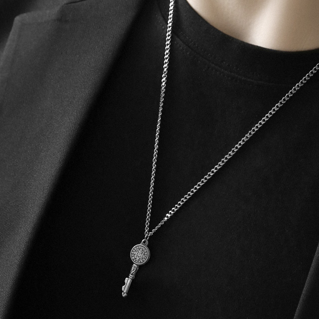 앤틱 십자가 문양 열쇠 펜던트 써지컬스틸 체인 목걸이 - 상세 이미지 5