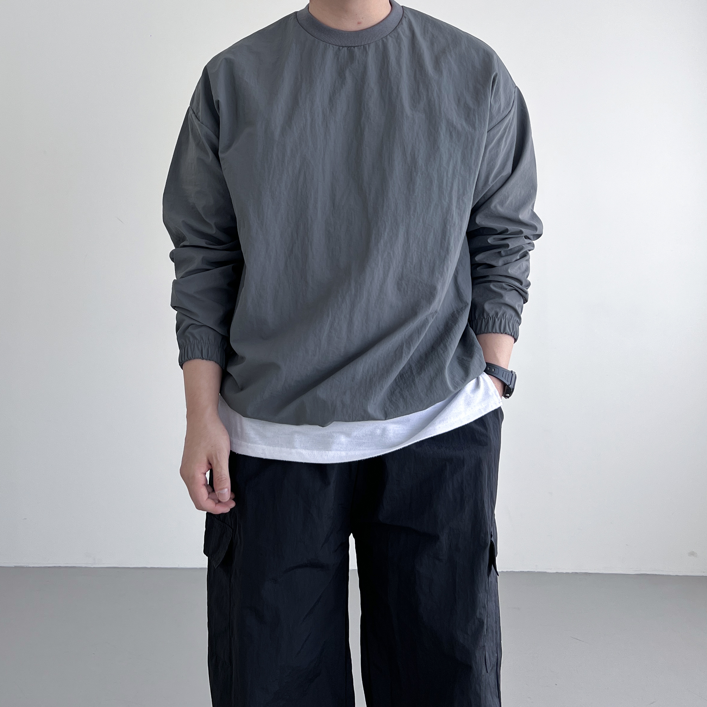 나일론맨투맨 바람막이맨투맨 우븐맨투맨 - 상세 이미지 4