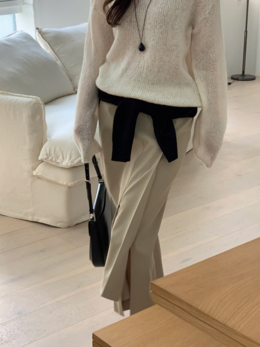 타티아 언발 투핀턱 백슬릿 H라인 롱 스커트 2color 상세 이미지 28
