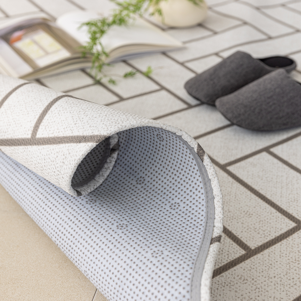 워셔블 방수 러그 방바닥매트 고양이러그 거실 카페트 헤링본 라이트그레이, 200x150cm