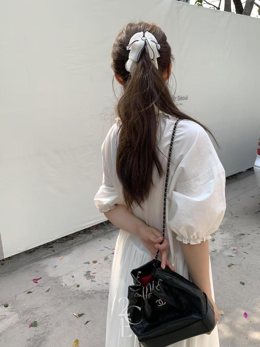 레이비 핀턱 플레어 롱원피스 (1color) 봄 레이어드 반팔 화이트 퍼프 휴양지 바캉스 이미지 7