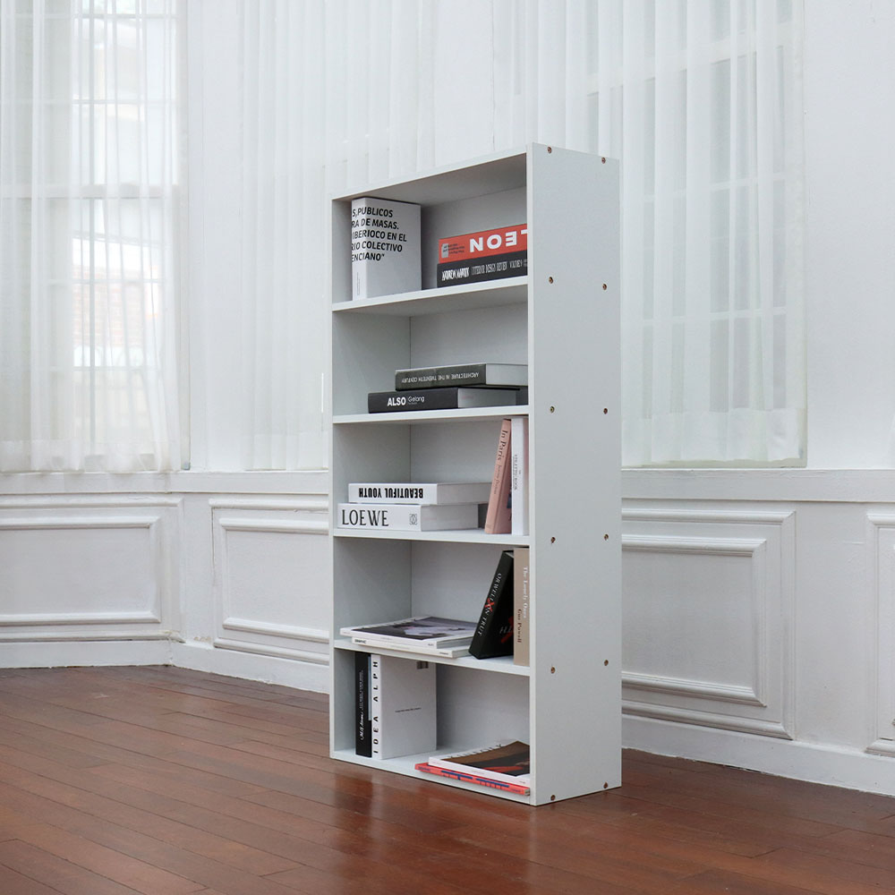 루이스 H1200 책장 600x240x1200mm, 5단, 화이트 - 메인 이미지
