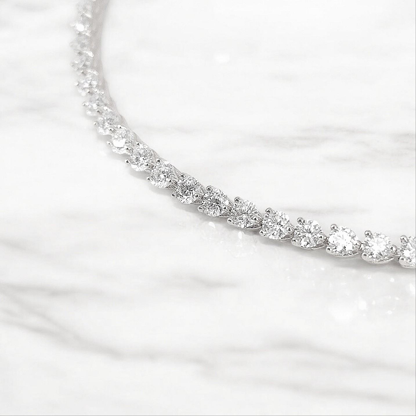 백금(PT) 랩 다이아 테니스 팔찌 3프롱 그로운 2mm 2.5mm - 상세 이미지 3