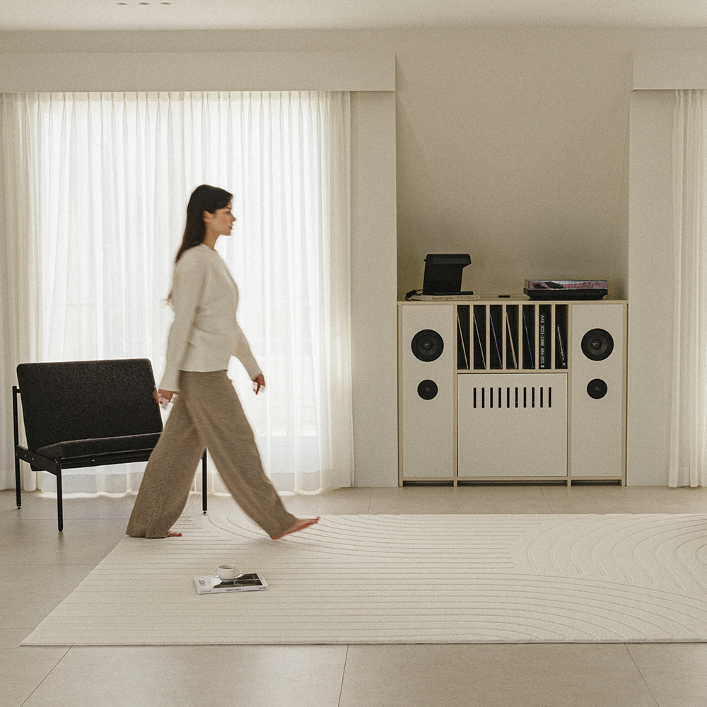 젠 카빙 하이로우 워셔블 단모 거실 러그 100x140cm