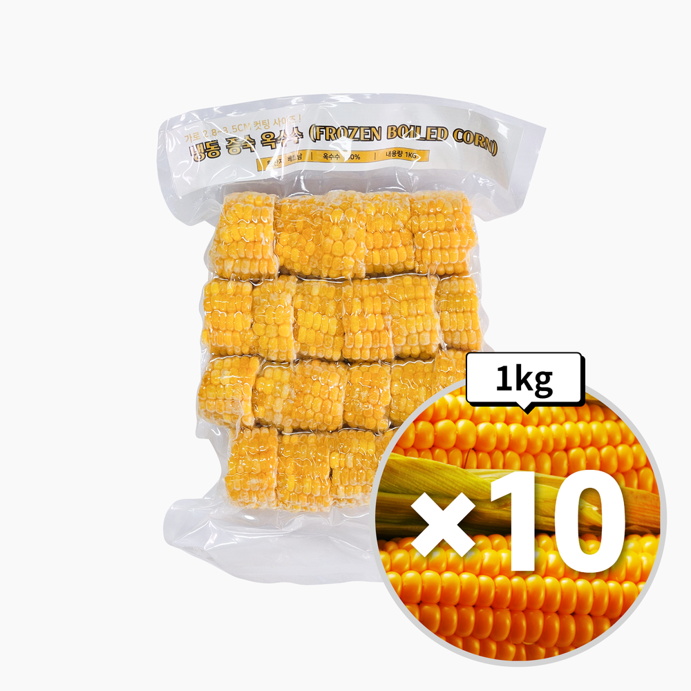 지엔씨 싱싱 절단 옥수수 스위트콘 1kg, 10개