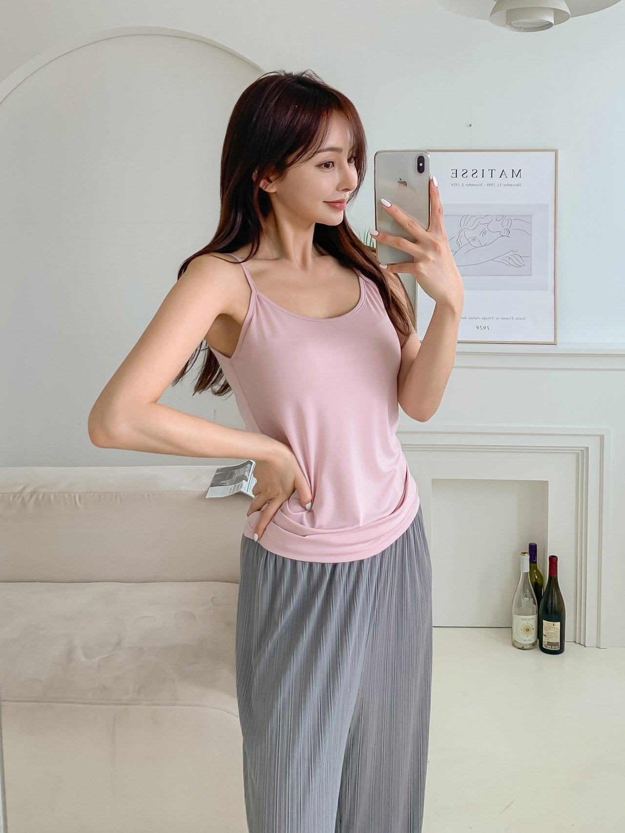 로라벨 텐즈 여성 끈 나시 이너 티 레이어드 뷔스티에 여름 기본 티셔츠 - 상세 이미지 5