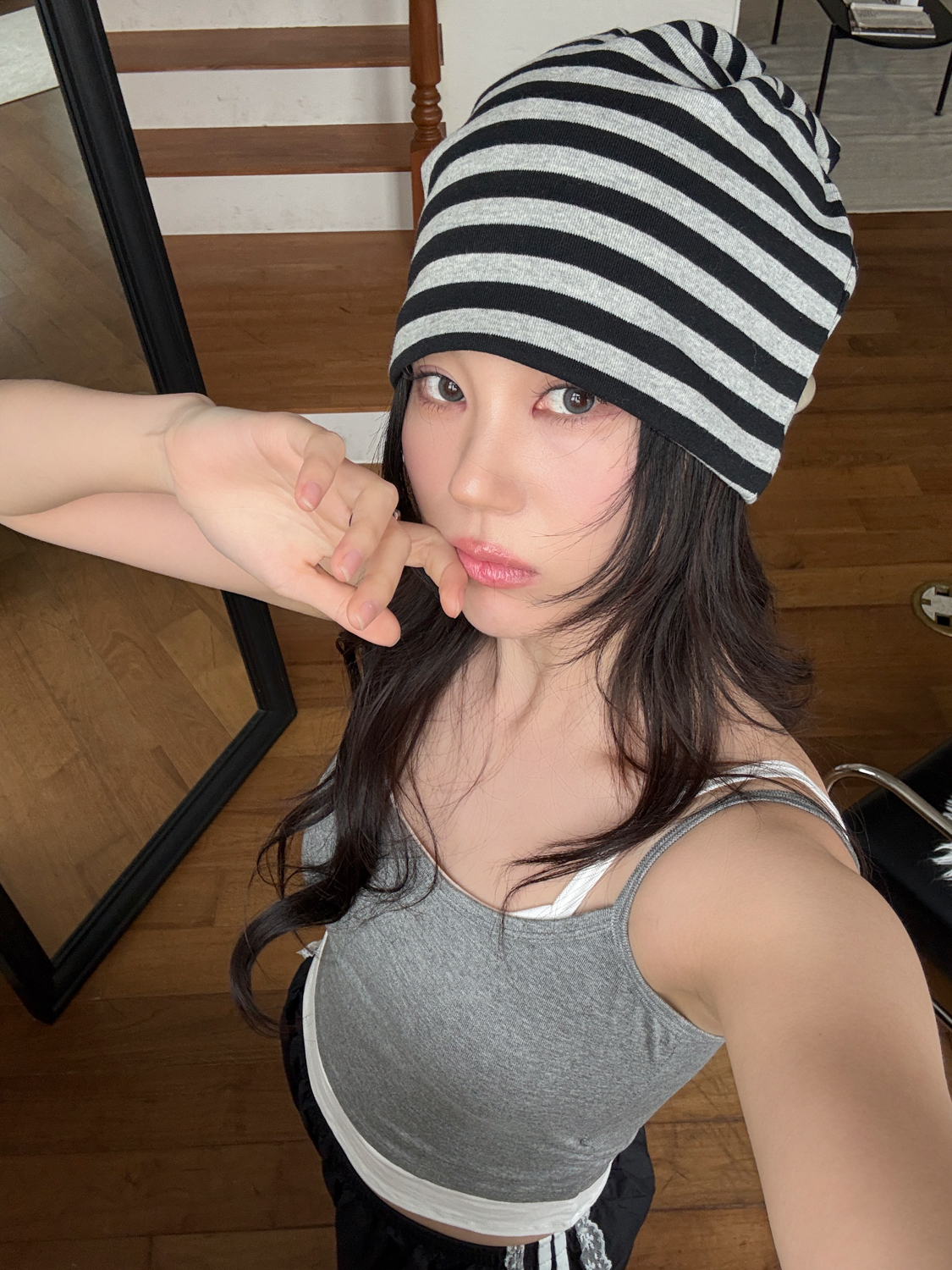 [❤당일출고❤] 롱롱 줄무늬 스트라이프 비니 모자 3color 상세 이미지 8