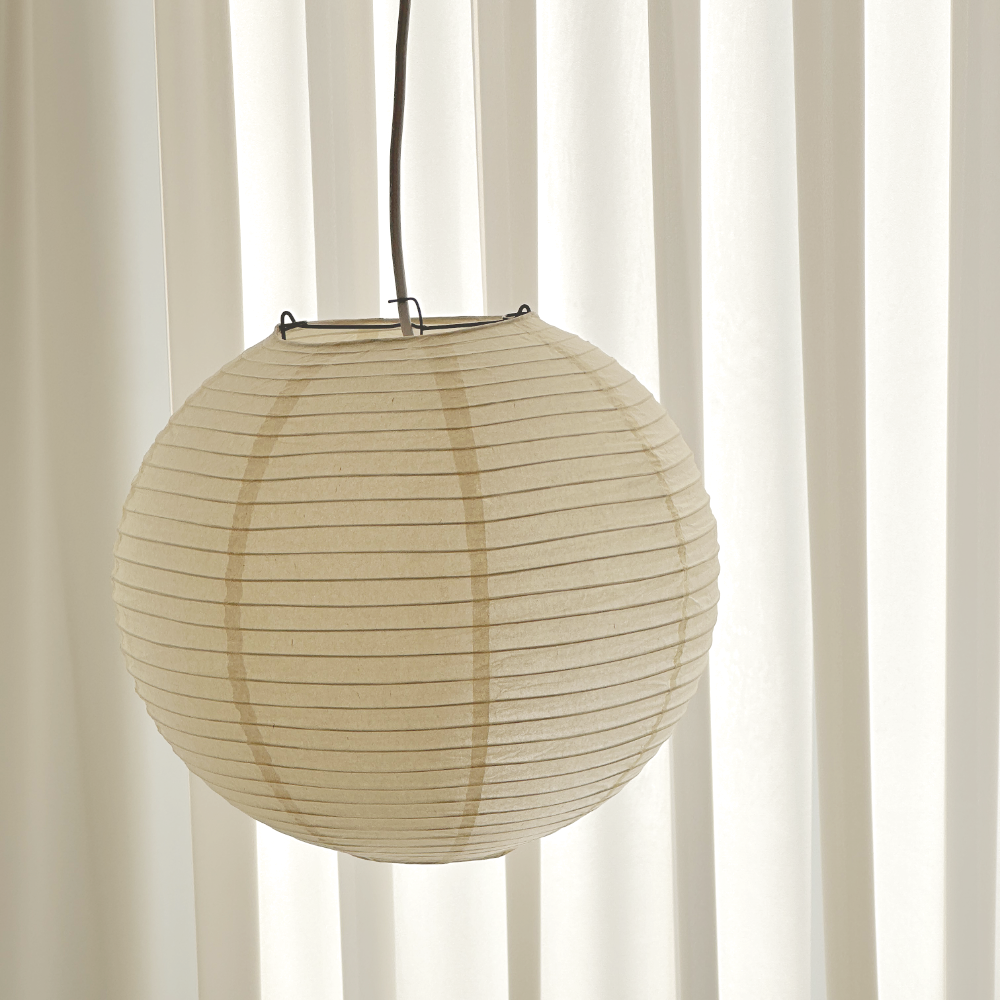 한지조명 종이 원형 전등갓 아카리 이사무노구치 만들기 30cm - 상품 이미지