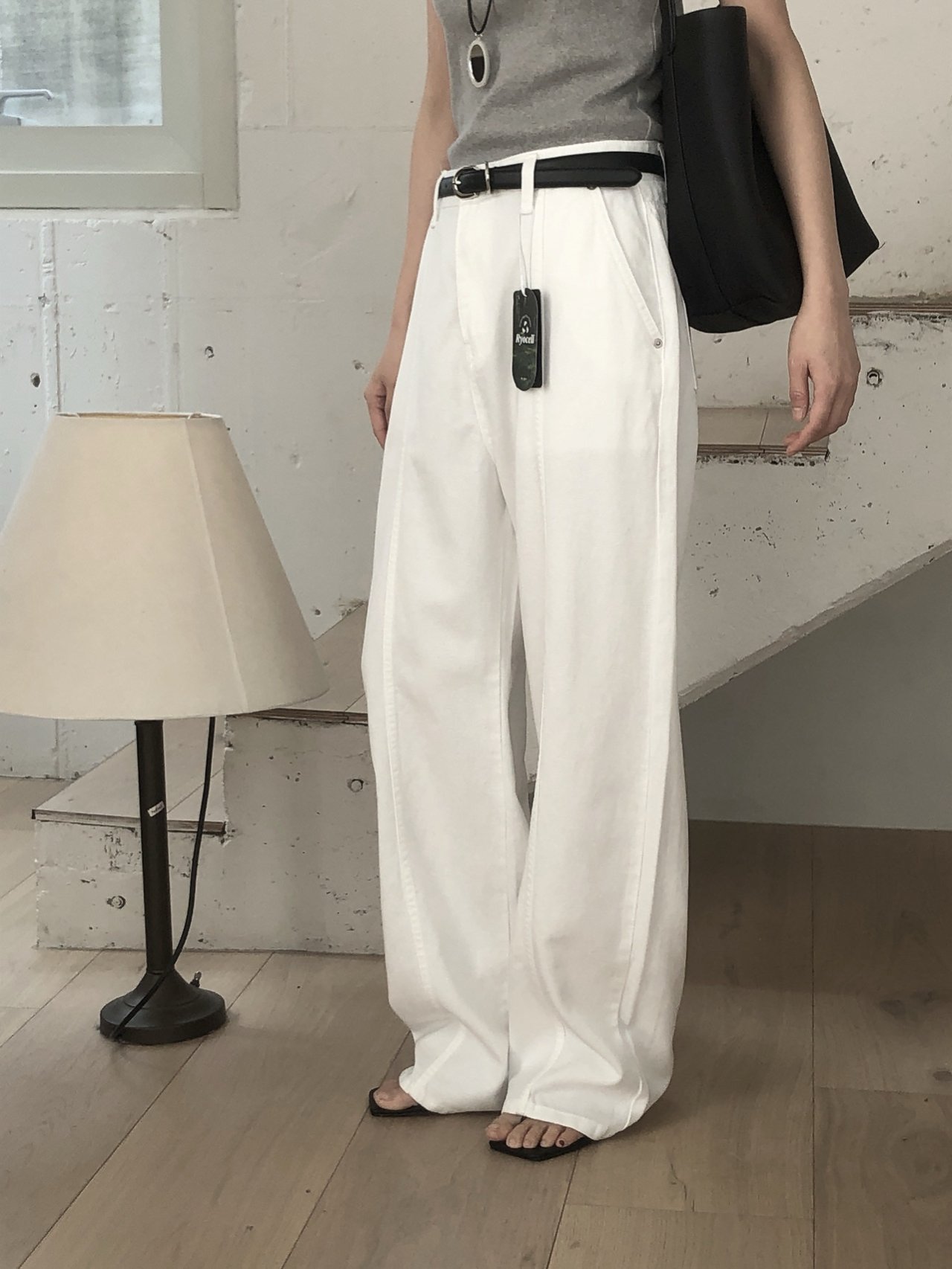 Le Butter 르버터 써머 절개 진 코튼 데님 팬츠 일자 와이드 데일리 바지 상세 이미지 11