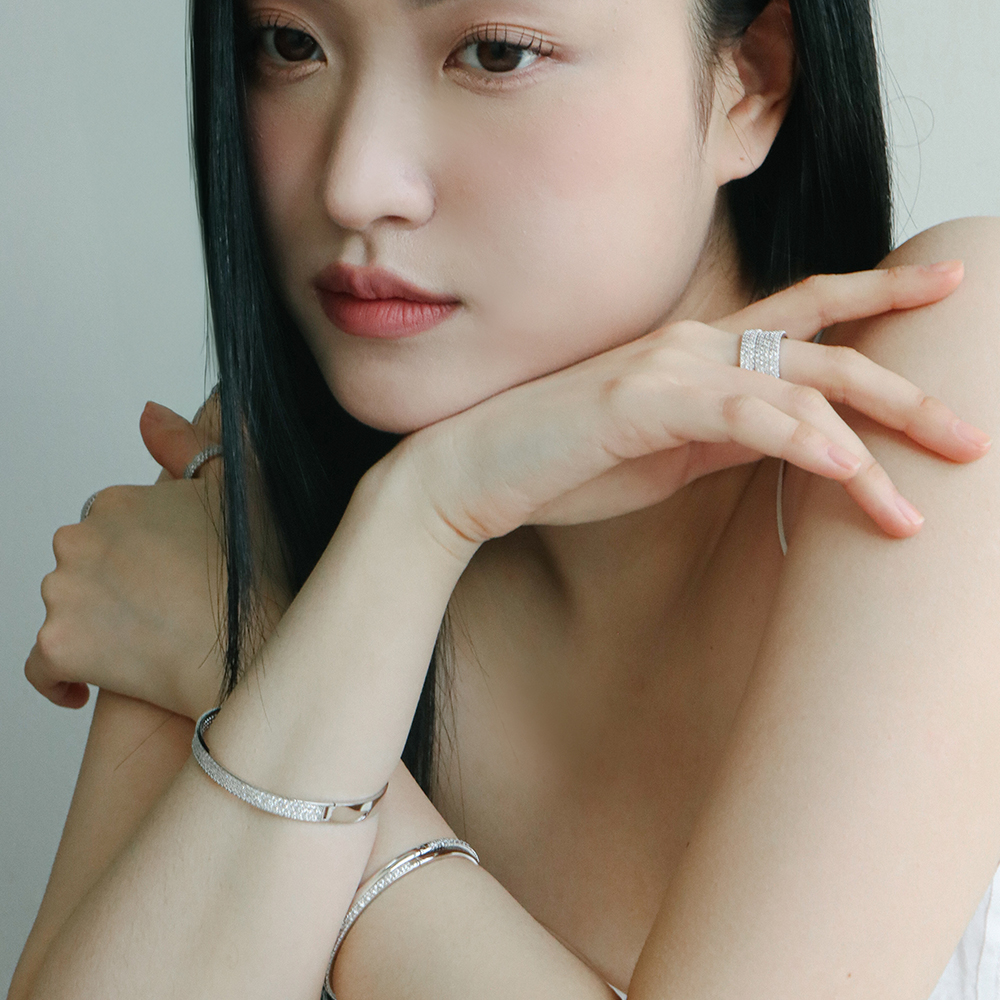 풀파베 큐빅팔찌 민자 양면 레이어드 뱅글팔찌 이미지 8