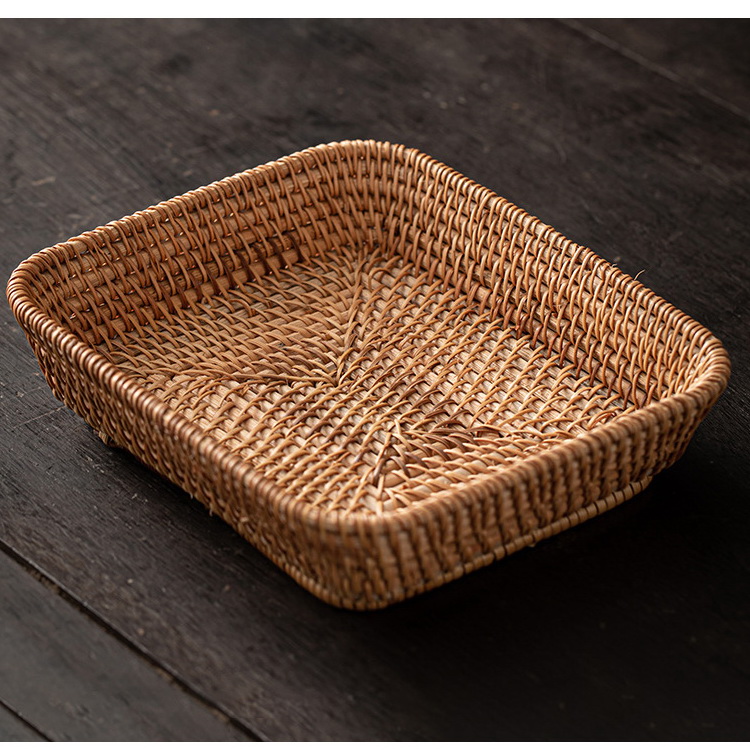 사각 라탄바구니 수납 정리 라탄트레이 빵 간식 과일바스켓
