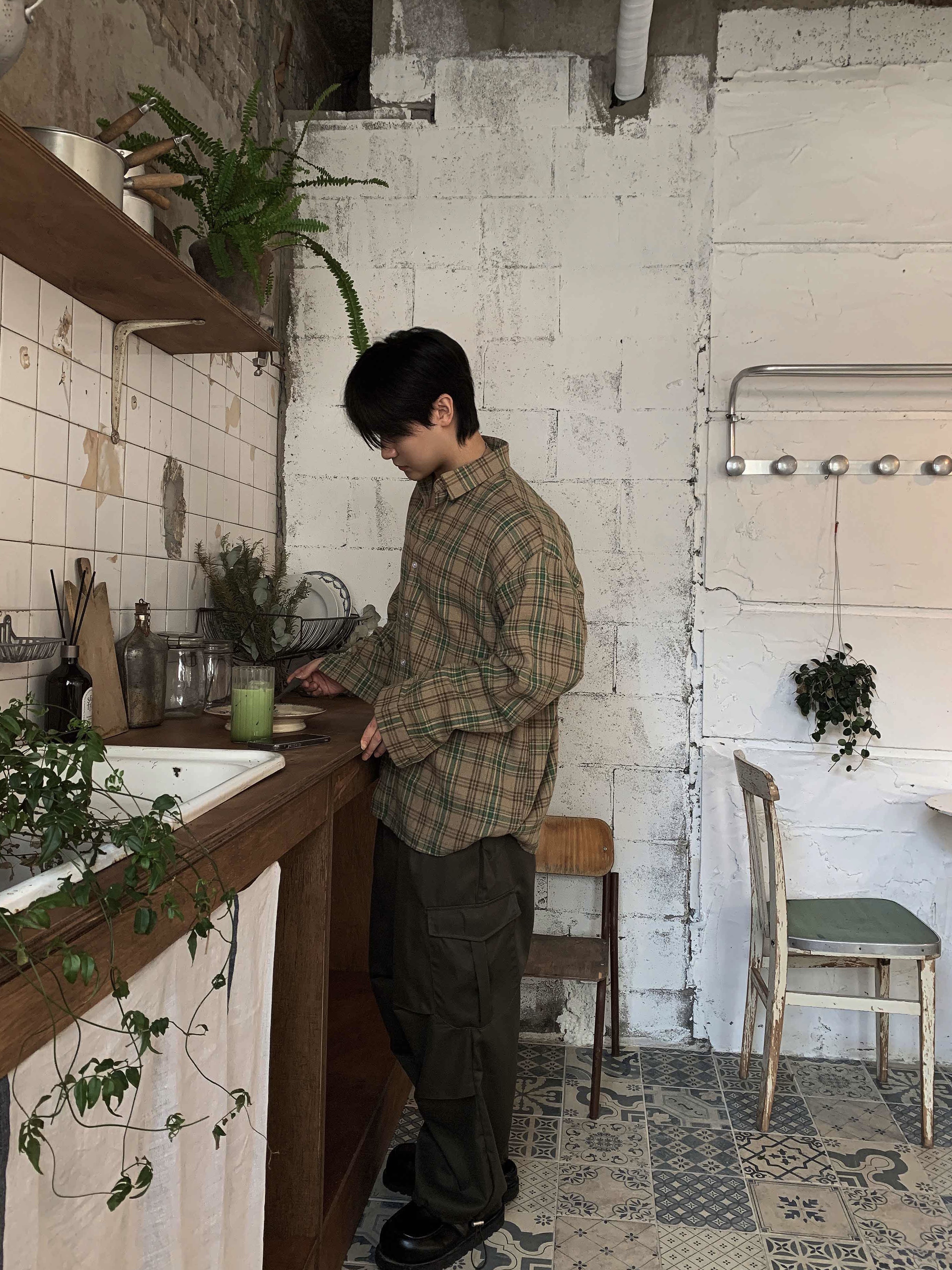 남자체크남방 구김없는셔츠 오버핏셔츠 - 상세 이미지 2