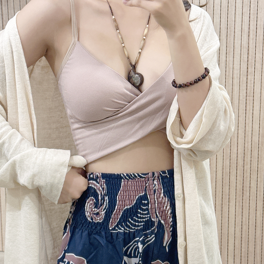 심쿵 X자 골지 나시 브라탑 요가 필라테스 폴웨어 - 상세 이미지 2