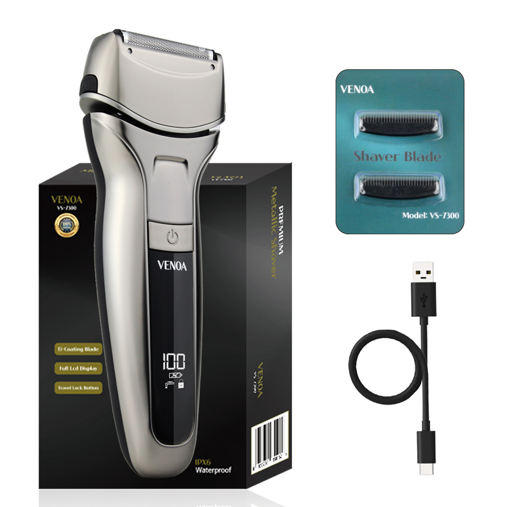 베노아 메탈릭 프리미엄 쉐이버 티타늄코팅 3중날 정밀 IPX6 방수 전기면도기