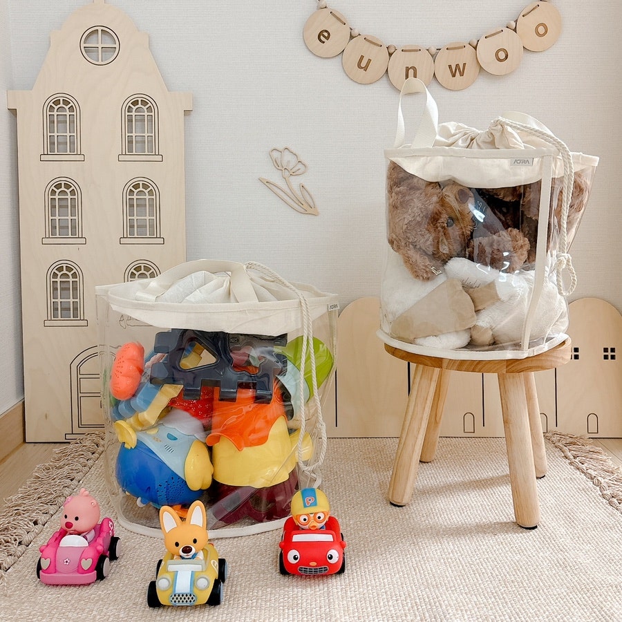 아오라 투명 장난감 정리함 수납함 아기 인형 레고 피규어 통 보관함 바구니 박스 TPU M