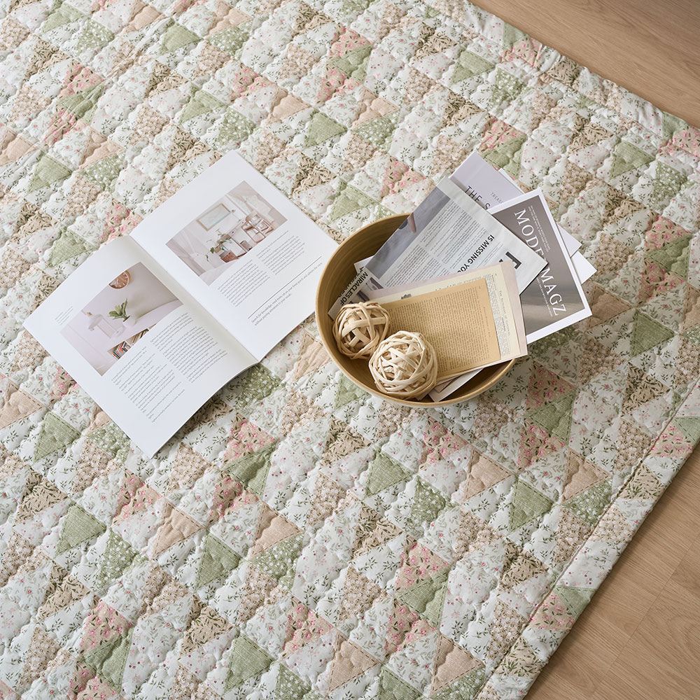 아르떼베딩 순면 누빔 워싱 사계절 거실 매트 바닥 카펫트 패드 포레 그린 대형