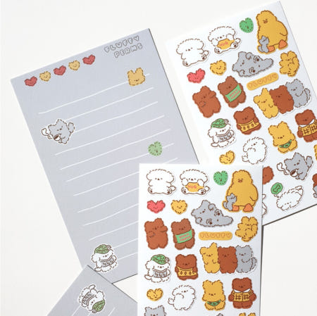 펌즈 - Fluffy Perms 씰스티커 (다이어리 꾸미기 문구 페어)