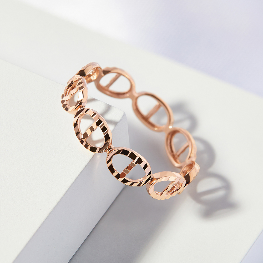 14K 18K 컷팅 원형 사다리 미스 링 금 반지