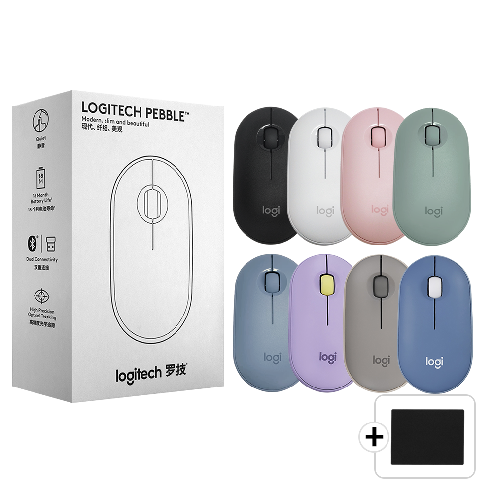 로지텍 마우스 M350 무선 마우스 페블 블루투스 미니 아이패드 호환 병행+패드