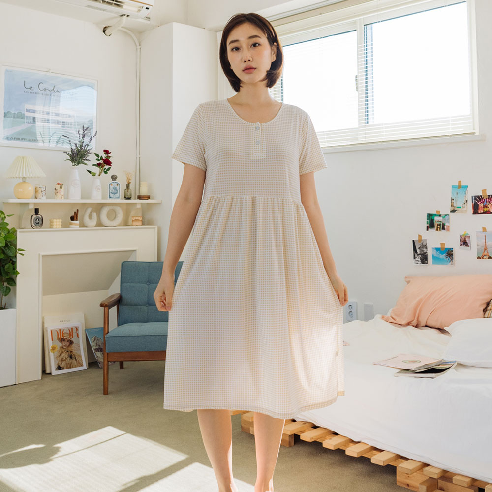 여성잠옷 냉감 반팔 잠옷 파자마 홈웨어 원피스 - 상세 이미지 5