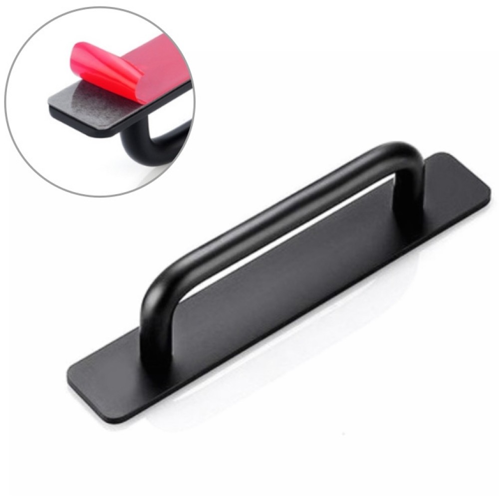 무타공 문손잡이 블랙 147mm 베란다 샷시 미닫이문 서랍 장롱 부착 손잡이