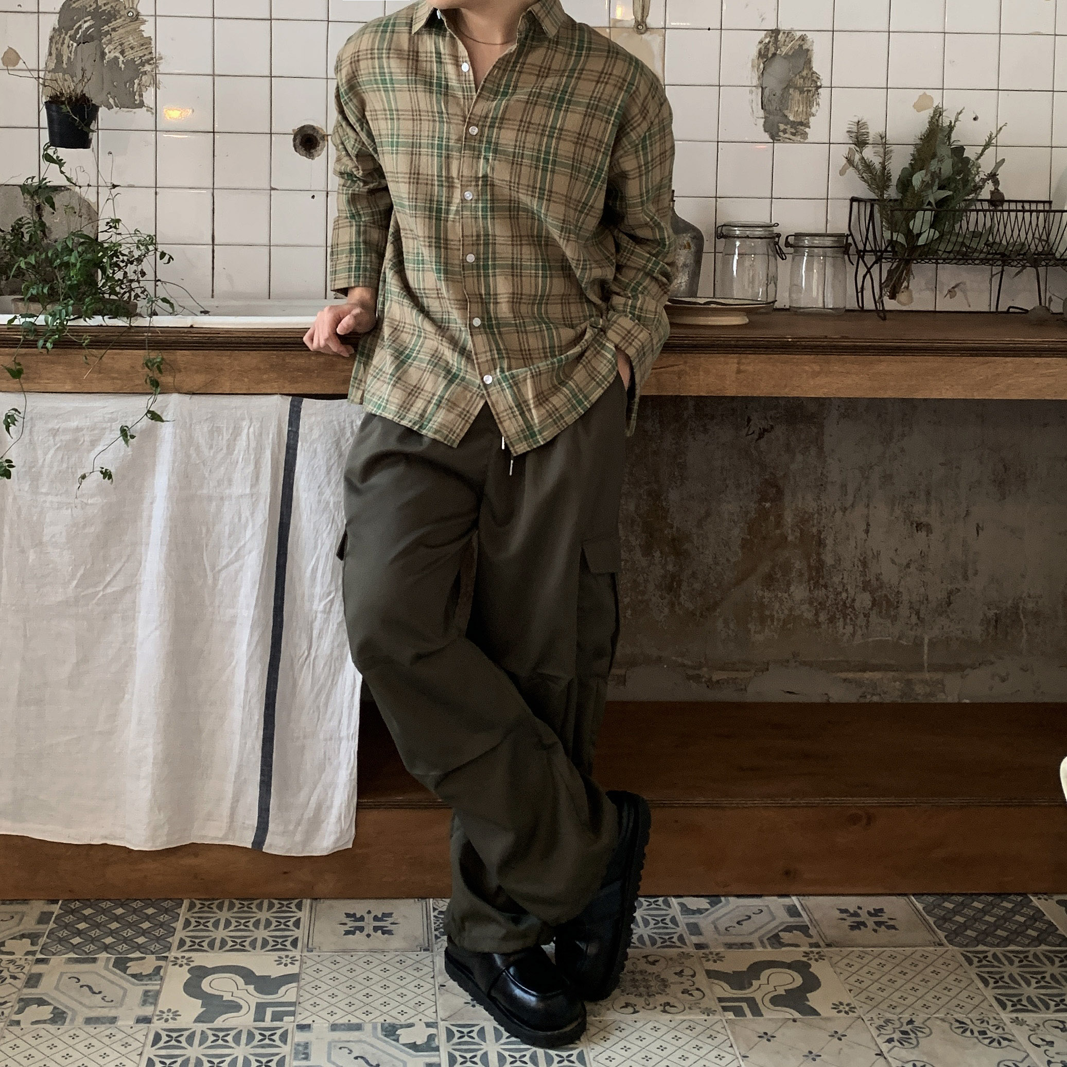 남자체크남방 구김없는셔츠 오버핏셔츠 이미지 6