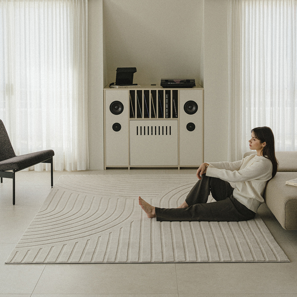 젠 카빙 하이로우 워셔블 단모 거실 러그 100x140cm