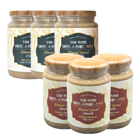더프라임넛츠 THE 프라임 아몬드 스프레드 (스무스/크런치) 총 400g x 6병 / WJ