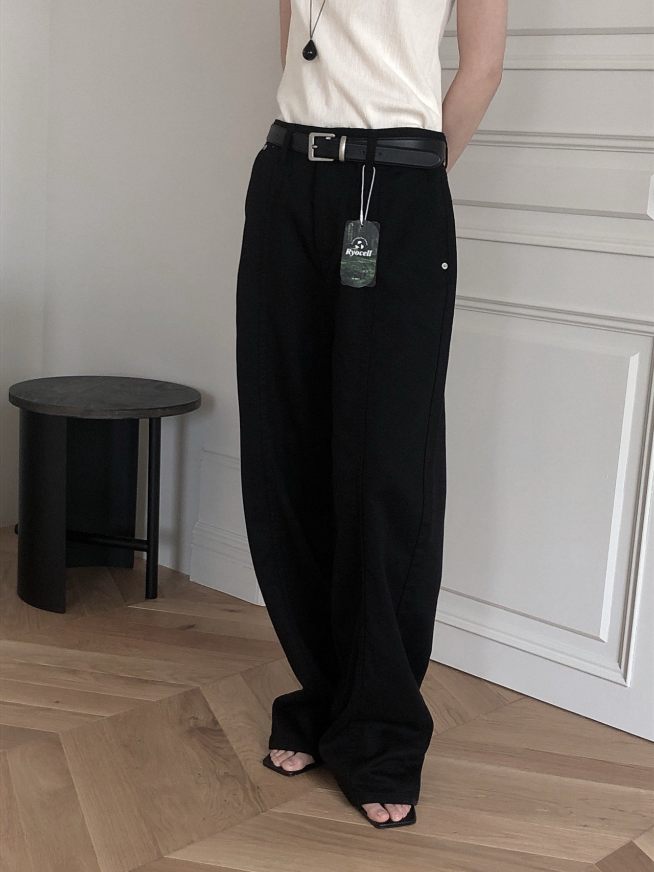 Le Butter 르버터 써머 절개 진 코튼 데님 팬츠 일자 와이드 데일리 바지 상세 이미지 14