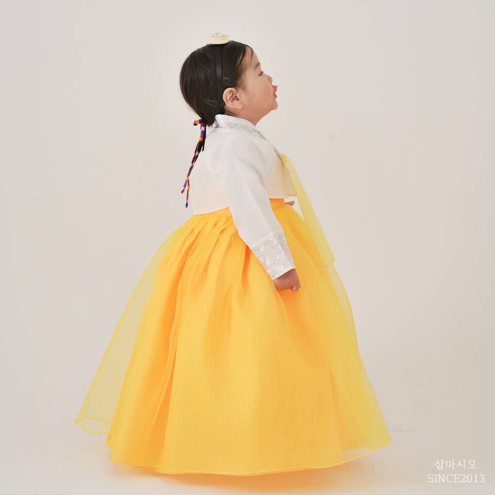 샵마시모 여아 한복 은꽃나비 샤노랑 드레스 고급 돌잔치 아기 키즈 어린이 설 추석 명절 - 상세 이미지 5