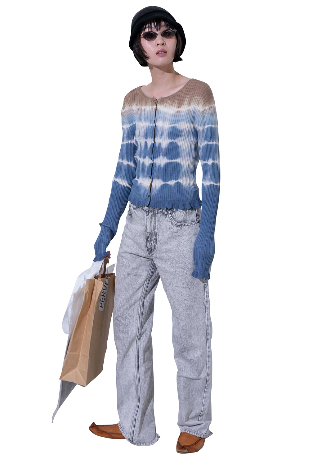 퍼버즈 PERVERZE Dip-dye Rib Knit Cardigan 가디건 25SS 이미지 6