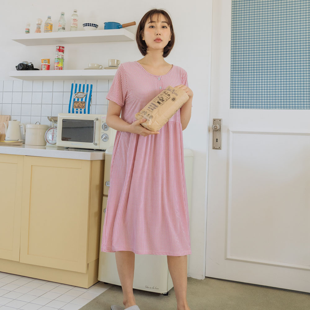 여성잠옷 냉감 반팔 잠옷 파자마 홈웨어 원피스 - 상세 이미지 3
