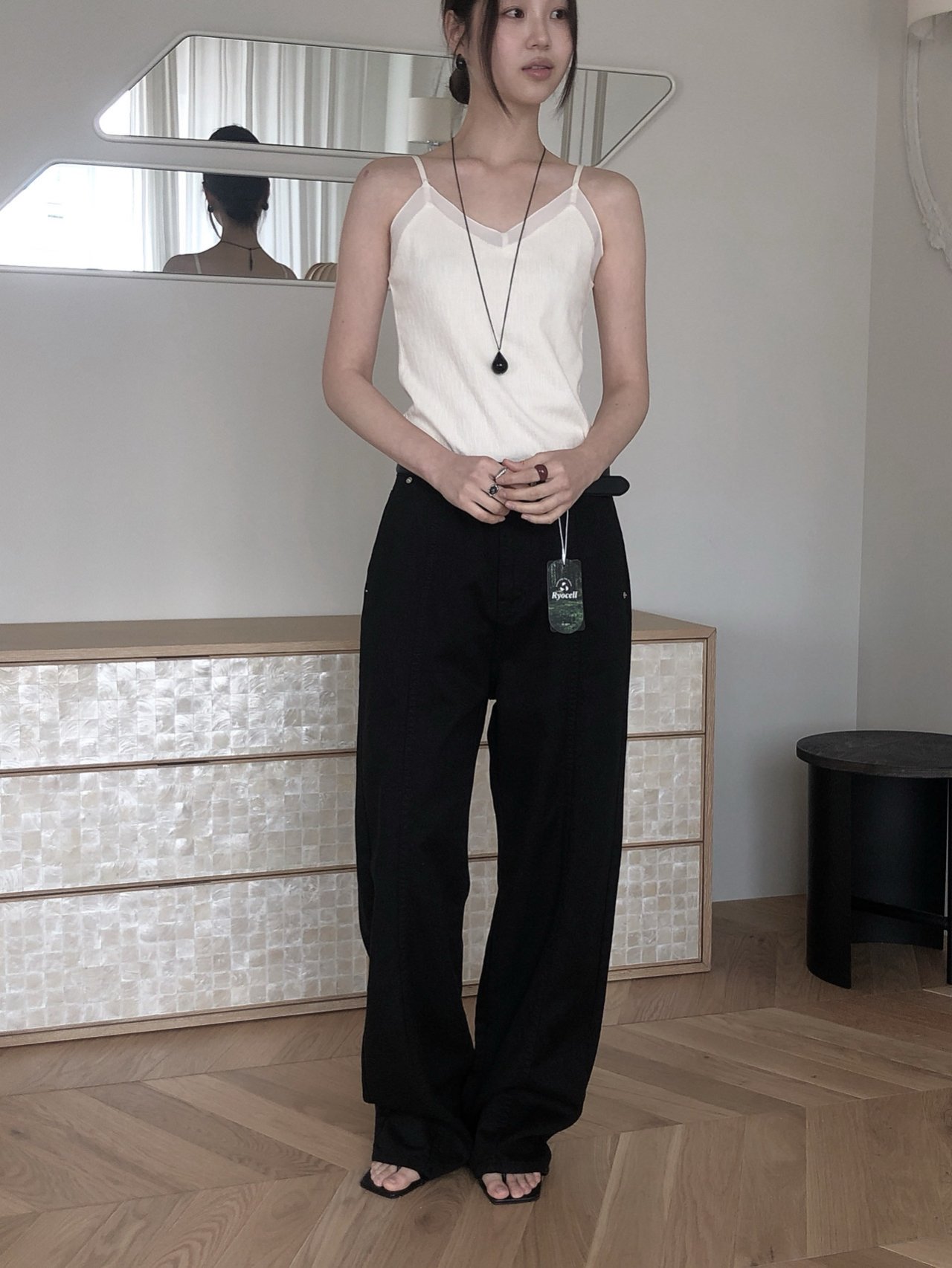 Le Butter 르버터 써머 절개 진 코튼 데님 팬츠 일자 와이드 데일리 바지 상세 이미지 20