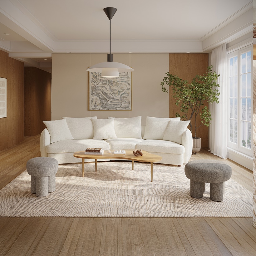 까사미아 로네 푸프스툴 소형_라이트그레이