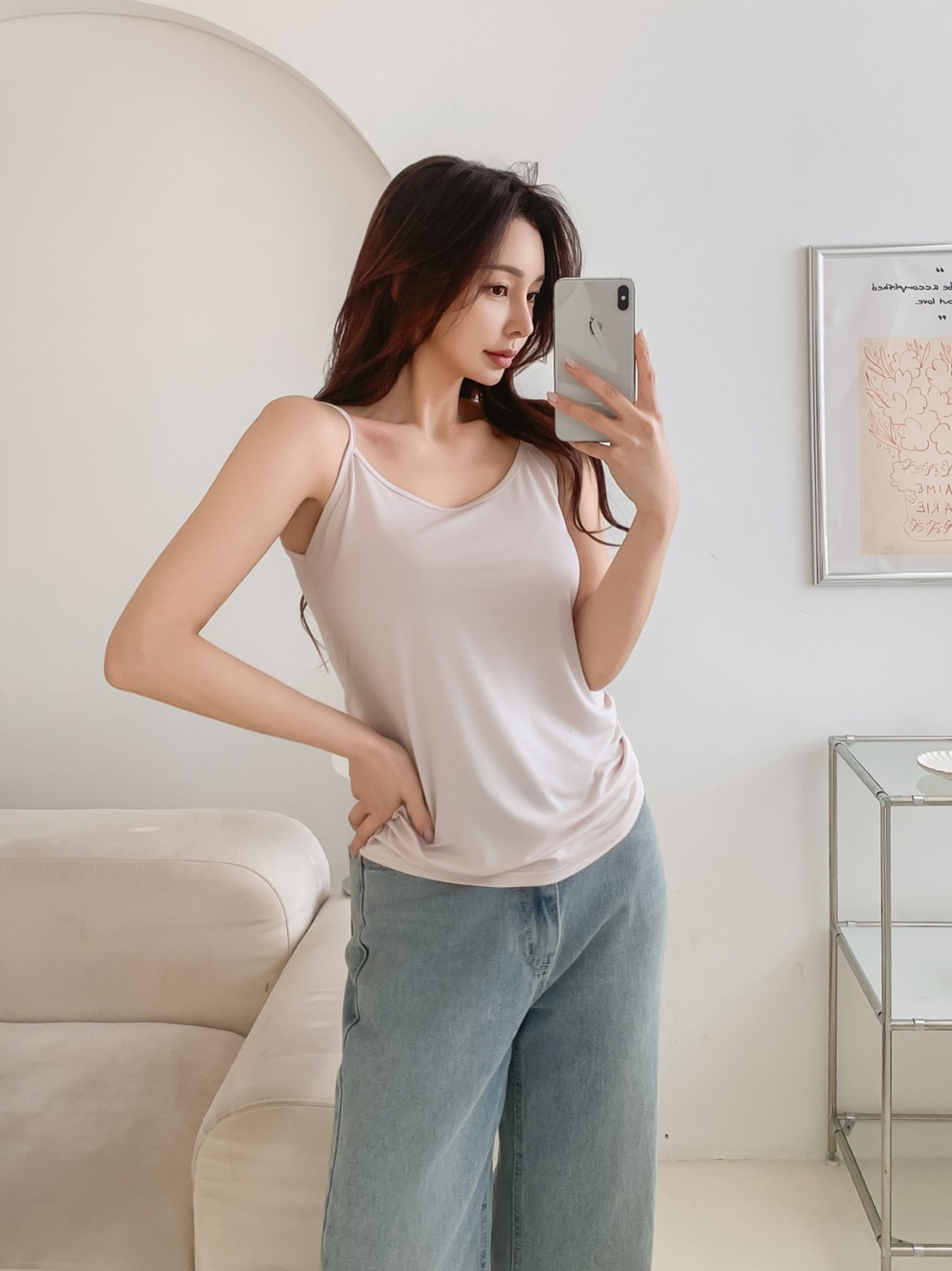 로라벨 텐즈 여성 끈 나시 이너 티 레이어드 뷔스티에 여름 기본 티셔츠 - 상세 이미지 2