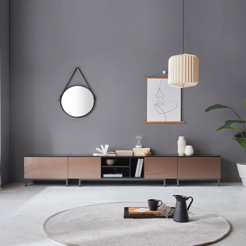 동서가구 지미 블랙 2700 AV 수납 거실장 세트 DF920499