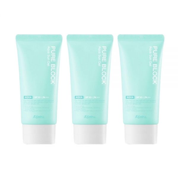 어퓨 퓨어 블록 아쿠아 선 젤 이엑스(EX) 50ml 3개 : 엘브이유통