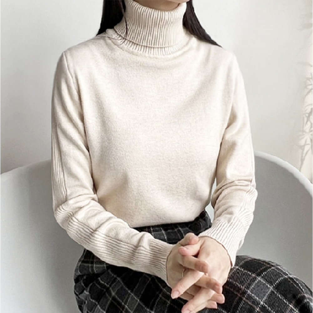 목폴라 여성 목 티 가을 폴라티 티셔츠 레이어드 겨울 여자 이너 간절기 긴팔 터틀넥 무지 - 상품 이미지