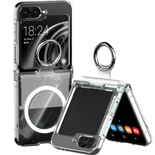 갤럭시 Z플립6 케이스 투명 맥세이프 링 힌지보호 젤리 하드