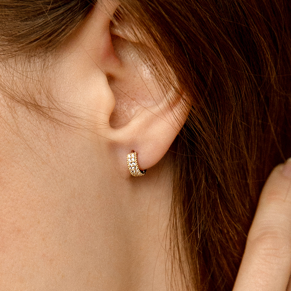 14k 모네 큐빅 원터치 링 귀걸이