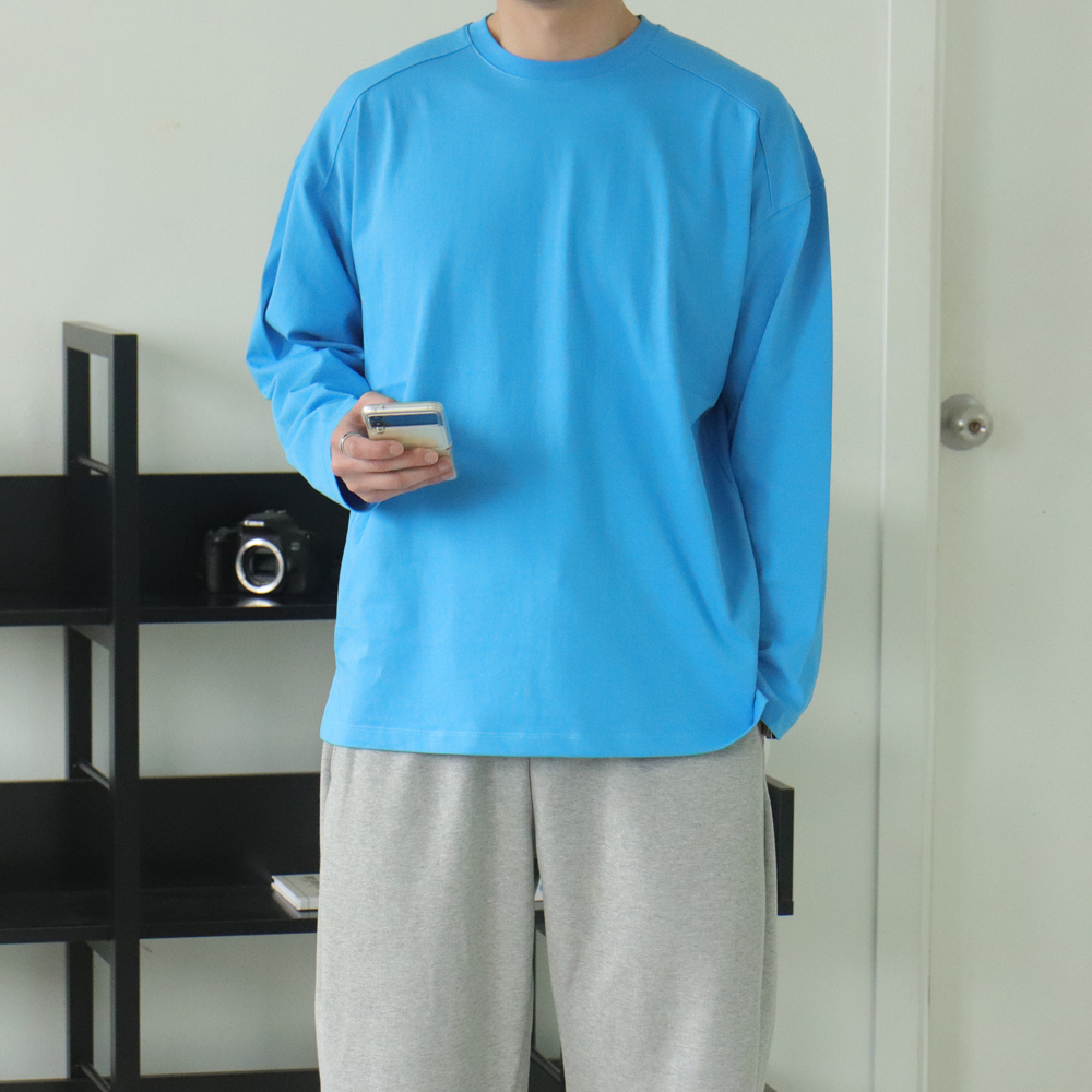 남자 긴팔티 빅사이즈 오버핏 레이어드 이너 흰색 티셔츠 - 상세 이미지 5