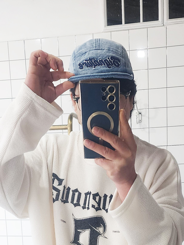 워싱 데님 와이어 숏챙 볼캡 남자 여자 모자