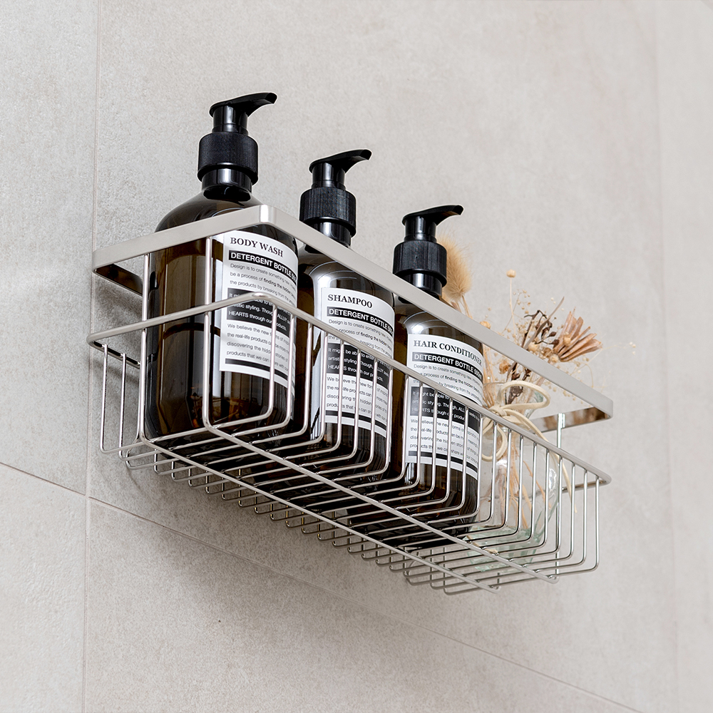 [라이프위크]스파이더락 무타공 욕실선반 강력 접착식 화장실선반 스텐레스 욕실수납 정리대 제품 이미지