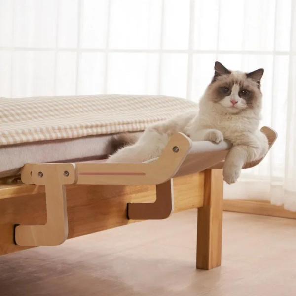 튼튼한 고양이 창 나무 조립 교수형 침대 코튼 캔버스 쉬운 빨 수있는 멀티 플라이 합판 뜨거운 판매 해먹 둥지 : 하나앤샵6호점