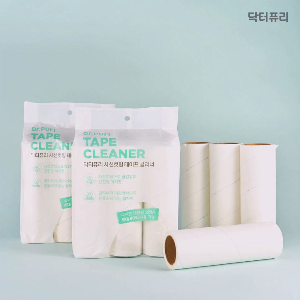 닥터퓨리 사선컷팅 돌돌이 테이프클리너 리필 1팩(3롤) x 2세트