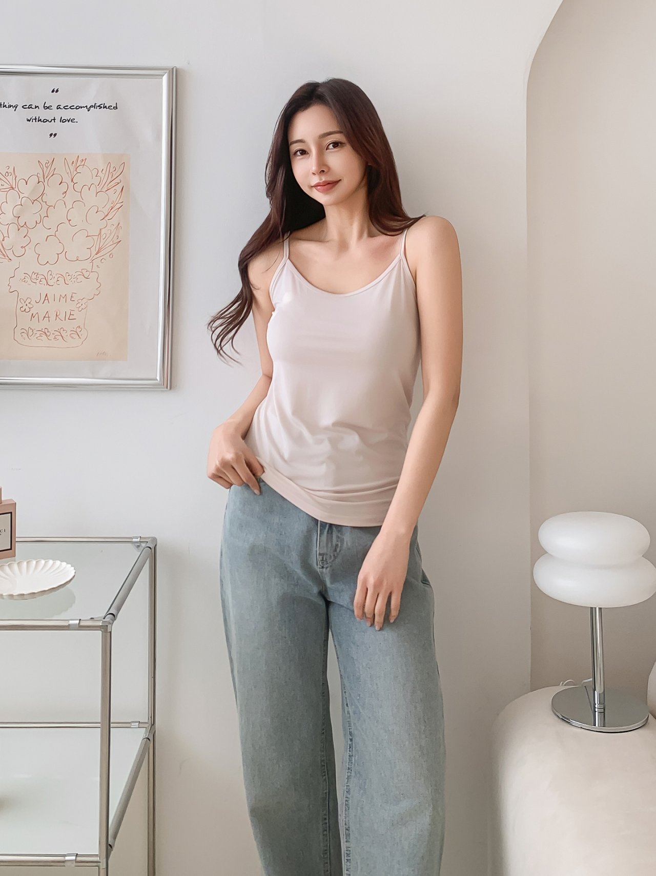 로라벨 텐즈 여성 끈 나시 이너 티 레이어드 뷔스티에 여름 기본 티셔츠 - 상세 이미지 3