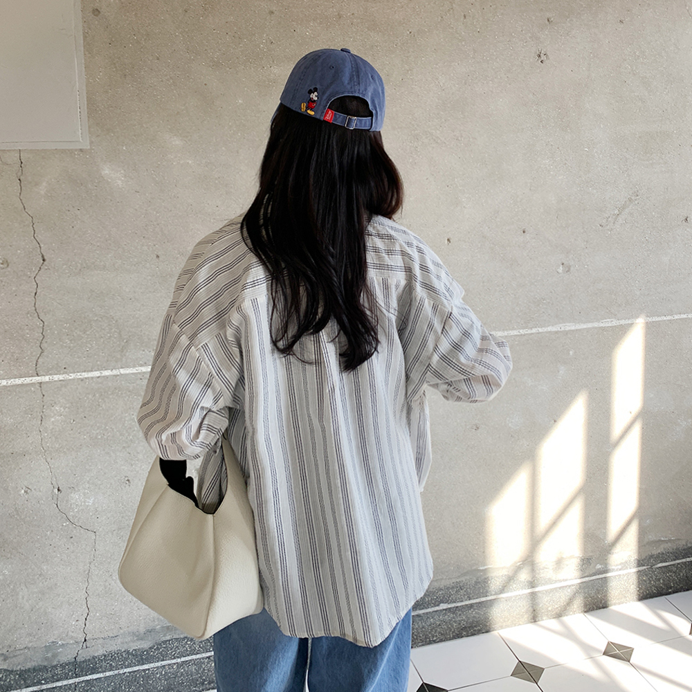 레이밍 스트라이프 루즈핏 셔츠 - 상세 이미지 5