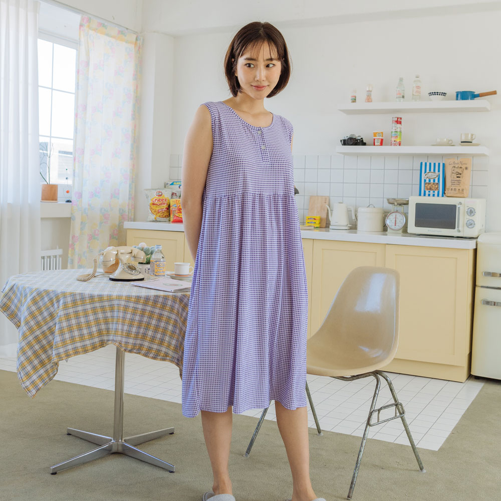 여성잠옷 냉감 민소매 잠옷 파자마 홈웨어 원피스 - 상세 이미지 4