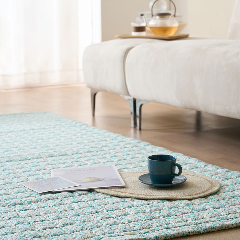 아르떼베딩 순면 누빔 워싱 사계절 거실 매트 바닥 카펫트 패드 포레 그린 대형